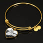 Alaskan Malamute Print Heart Pendant Luxury Bangle