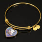 Cute White Hamster Print Heart Pendant Bangle