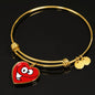 Smiley Face Print Heart Pendant Luxury Bangle