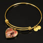 Bordeaux Mastiff Print Luxury Heart Charm Bangle