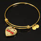 Yorkie Love Print Heart Pendant Luxury Bangle