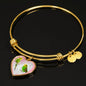Budgerigar Parrot Print Heart Pendant Bangle
