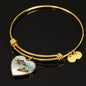 Corydoras Paleatus Fish Print Heart Pendant Bangle
