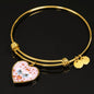 Maltese Dog Print Heart Charm Bangle