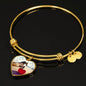 Lovely Horse Print Luxury Heart Charm Bangle