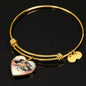 Golden Hamster Hanging Print Heart Pendant Bangle