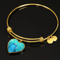 Dolphin Fish Print Luxury Heart Charm Bangle