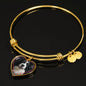 Border Collie Print Luxury Heart Charm Bangle