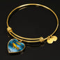 Butterfly Koi Fish Print Heart Pendant Luxury Bangle