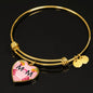 "MOM" Print Heart Pendant Luxury Bangle