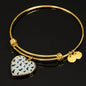 Labrador Retriever Pattern Print Luxury Heart Charm Bangle