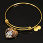 Cute Dalmatian Dog Print Luxury Heart Charm Bangle