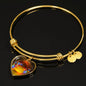 Gouldian Finch (Rainbow Finch) Print Heart Pendant Bangle