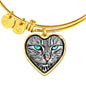 Blue Eyes Cat Print Heart Pendant Bangle