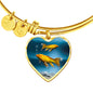Butterfly Koi Fish Print Heart Pendant Luxury Bangle