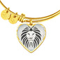 Lion Black&White Art Print Heart Pendant Bangle
