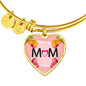 "MOM" Print Heart Pendant Luxury Bangle