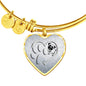 Pug Paws Print Heart Pendant Luxury Bangle