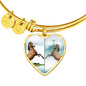 Lusitano Horse Print Heart Pendant Luxury Bangle