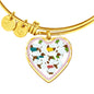 Dachshund Dog Art Print Heart Pendant Bangle
