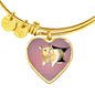 Lovely Hamster Print Heart Pendant Bangle