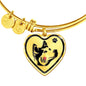 Siberian Husky Dog Art Print Heart Pendant Bangle