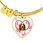 Basset Hound Print Heart Pendant Silver Bangle