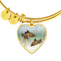 Corydoras Paleatus Fish Print Heart Pendant Bangle