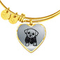 Cute Dog Art Print Heart Pendant Luxury Bangle
