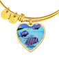 Afra Cichlid Fish Print Heart Pendant Bangle