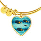 Achilles Tang Fish Print Heart Pendant Luxury Bangle