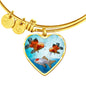 Oranda Fish Print Heart Pendant Luxury Bangle