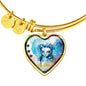 Cat Watercolor Art Print Heart Pendant Bangle