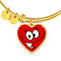 Smiley Face Print Heart Pendant Luxury Bangle