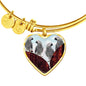 African Grey Parrot Print Heart Pendant Bangle