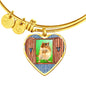 Golden Hamster Art Print Heart Pendant Bangle