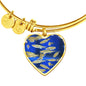 Zebrafish Fish Print Luxury Heart Charm Bangle
