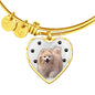 Cute Pomeranian Print Luxury Heart Charm Bangle