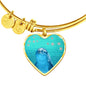 Dolphin Fish Print Luxury Heart Charm Bangle