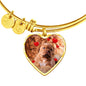 Bordeaux Mastiff Print Luxury Heart Charm Bangle