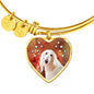 Afghan Hound Print Luxury Heart Charm Bangle
