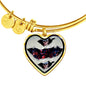 American Flag Skull Print Heart Pendant Bangle