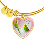Budgerigar Parrot Print Heart Pendant Bangle