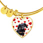 Dachshund Print Luxury Heart Charm Bangle
