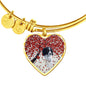 English Springer Spaniel Print Heart Pendant Luxury Bangle