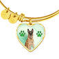 Belgian Malinois Print Luxury Heart Charm Bangle