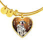 Cute Dalmatian Dog Print Luxury Heart Charm Bangle