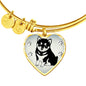 Shiba Inu Dog Print Heart Pendant Bangle