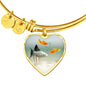 Mollies Fish Print Heart Pendant Luxury Bangle