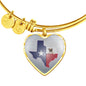 Pug Dog Texas Print Heart Pendant Luxury Bangle